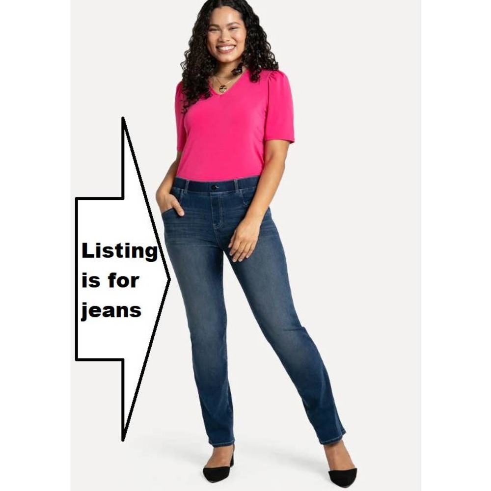 NEW Betabrand Large 12 / 14 "Straight Leg 7 Pocket Yoga Denim Jean Pant" Pull-On